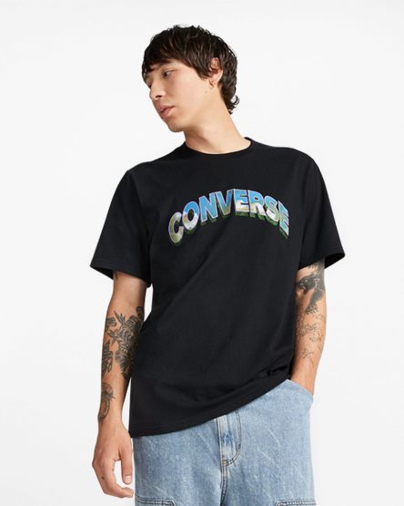 Camiseta Converse Cloud Fill Logo Masculino Pretas | PT M0TP794